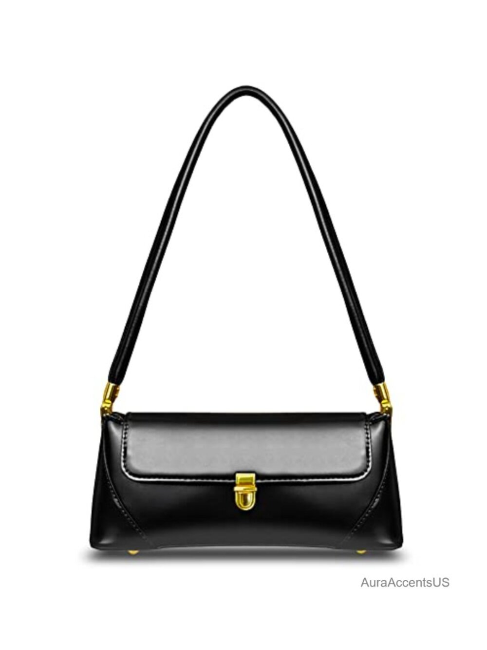 Vintage Shoulder Bag PU Leather Flap Clutch Flat Bottom Purse with Buckle
